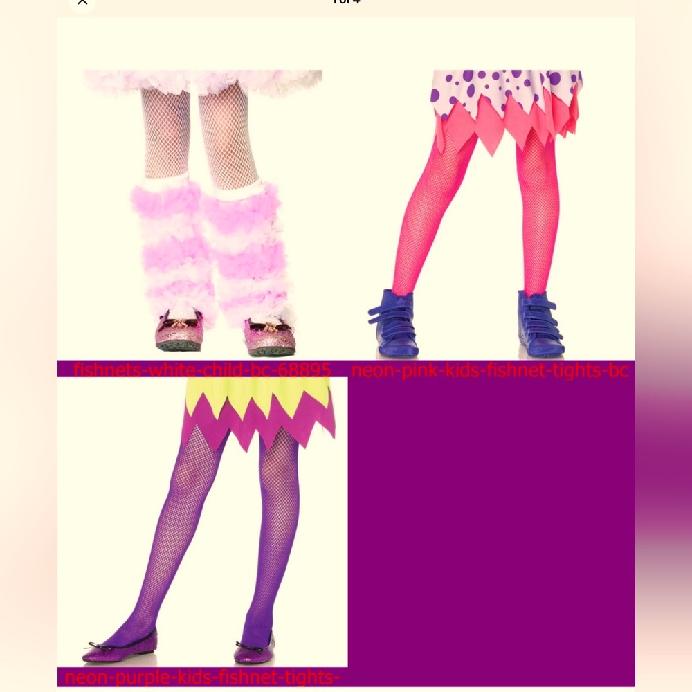 Colorful Fishnet Tights WHITE Child Tights Leg Avenue Enchanted Costumes NEW